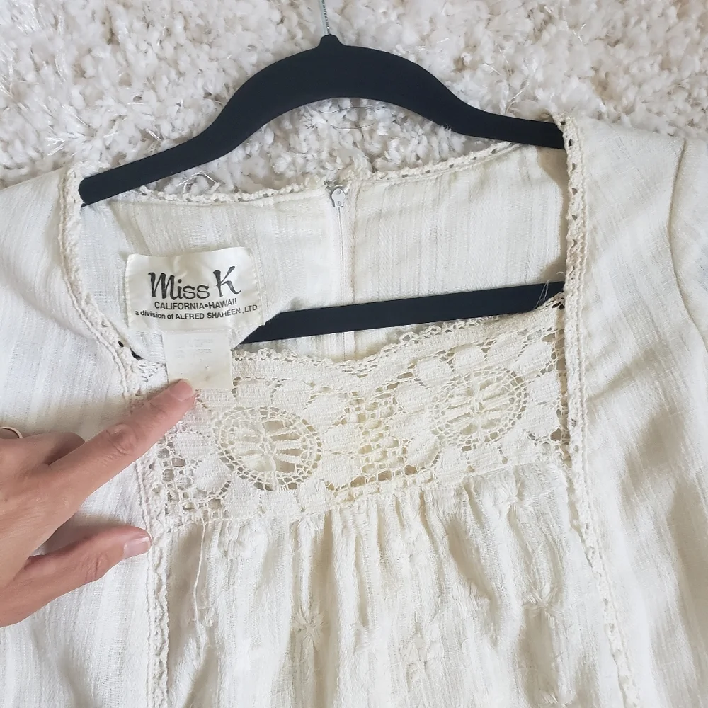 1960s 1970s Vintage White Lace Maxi Dress - Picture 14 of 14